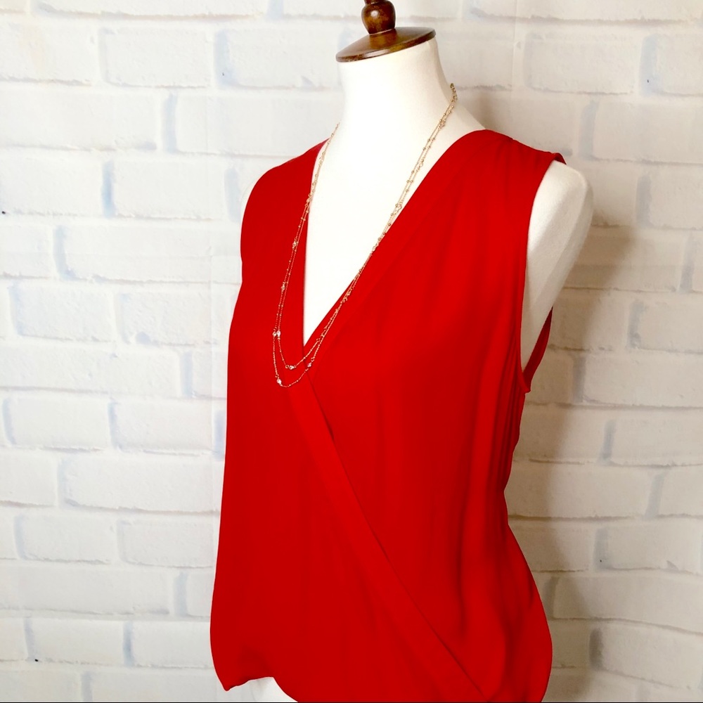 P A R K E R : Red Silk Wrap Top - image 6
